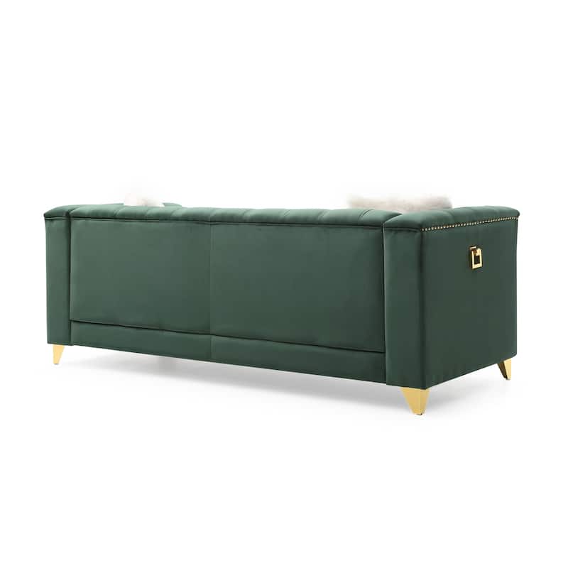 Upholstery Living Room Sofa Set in Velvet Fabric ( Set of 2 )