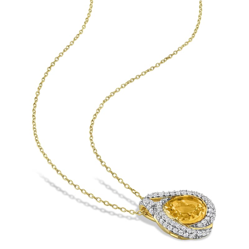 Miadora Sterling Silver Gemstone Halo Necklace and Earrings Set