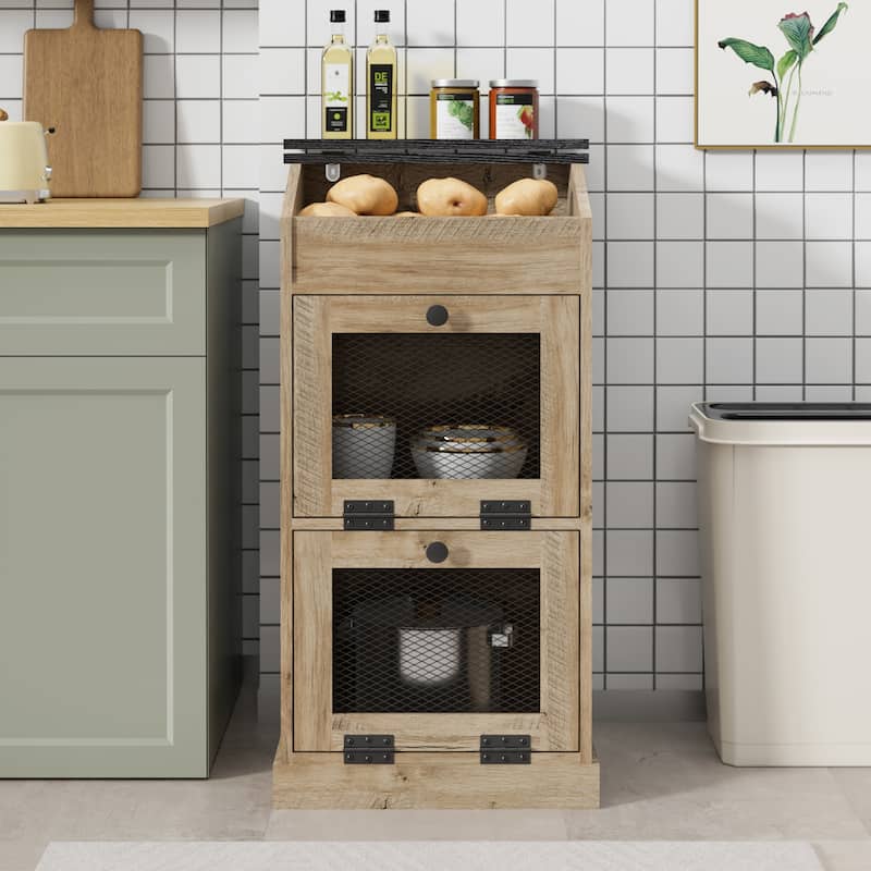 Vintage 2-Door Storage Cabinet Multi-Tier Organizer