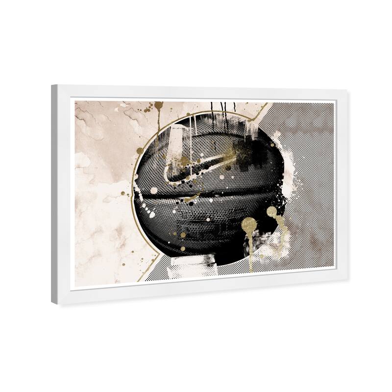 Wynwood Studio Prints Sports and Teams Tan and Gold Basketball Black and Modern & Contemporary Wall Art Canvas Print