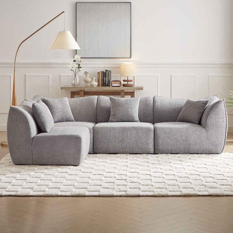 Comfy Sofa Couch Convertible Modular Sectional Sofa with Deep Seats 3/4 Seater Sofa