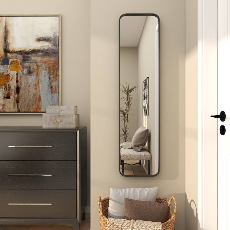 Iron Contemporary Wall Mirror - 12 x 2 x 48