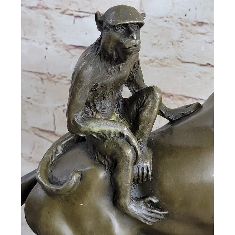 Horseback Monkey On My Back Riding Horse Bronze Statue Sculpture Figure By Milo 13 Inches X 13 Inches