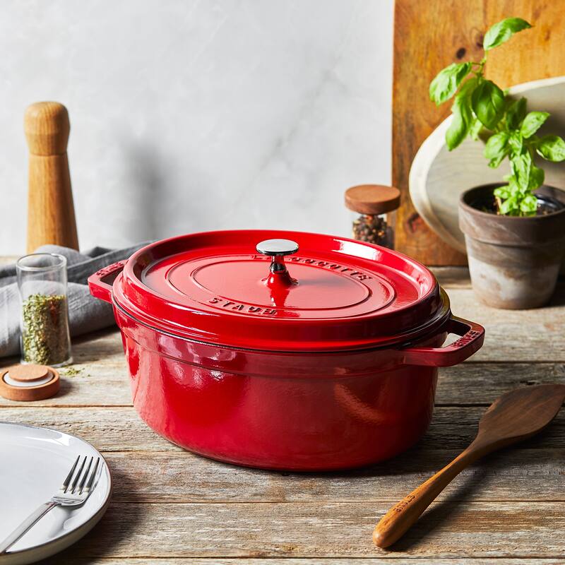 STAUB Cast Iron Oval Cocotte, Dutch Oven, 5.75-quart, serves 5-6, Made in France - 5.75-qt