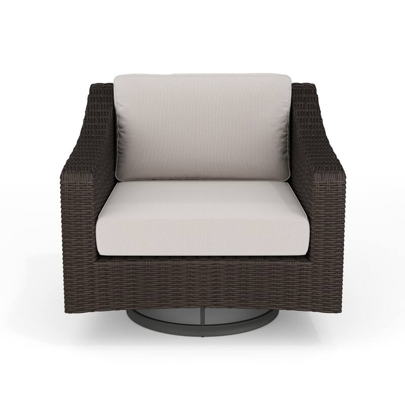 Martha Stewart Outdoor Rattan Wicker Swivel Chair with All-Weather Cushions - 34"D x 32"W x 30"H