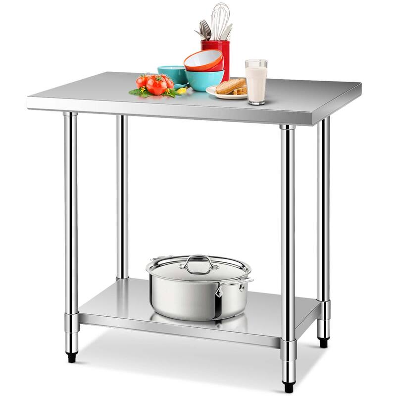 Costway Stainless Steel Table with Overshelves 36'' X 24'' Work Table - See Details