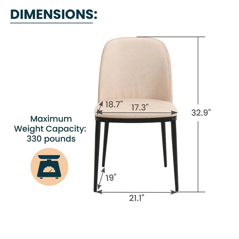 Dining Chair with Upholstered Seat Side Chair with MDF Wood Frame in Steel Set of 4