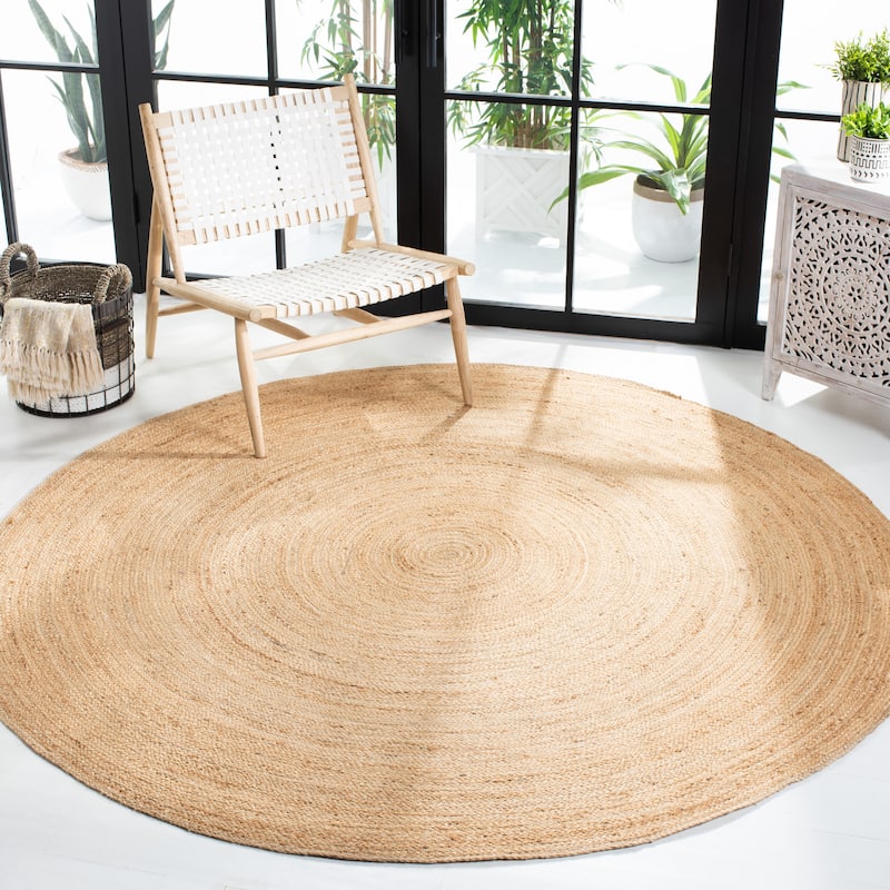 SAFAVIEH Natural Damla Fiber Farmhouse Round Area Rug - 7' Round - Natural