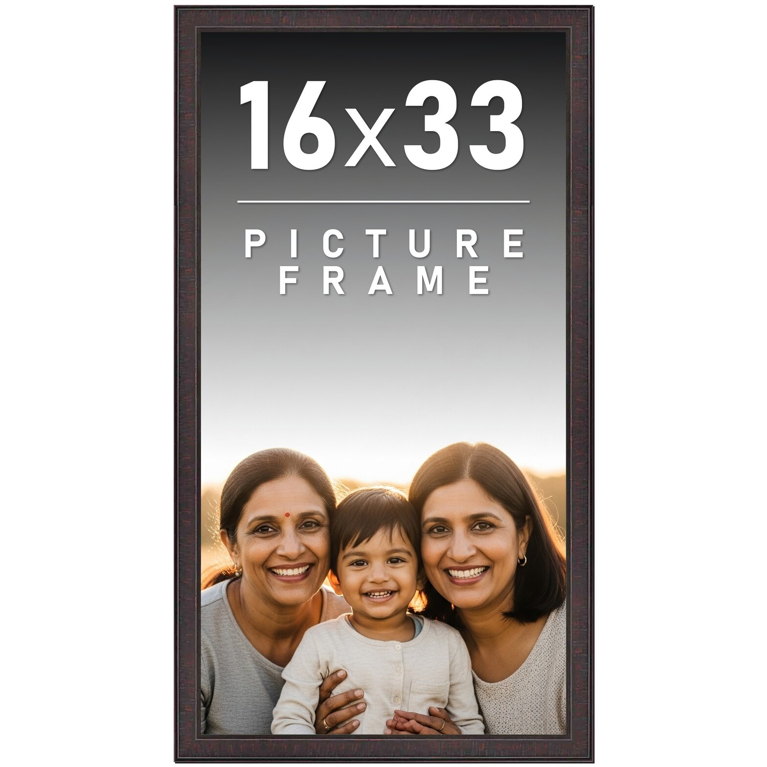 16x33 Frame Brown Solid Wood Picture Frame - Complete Modern Photo