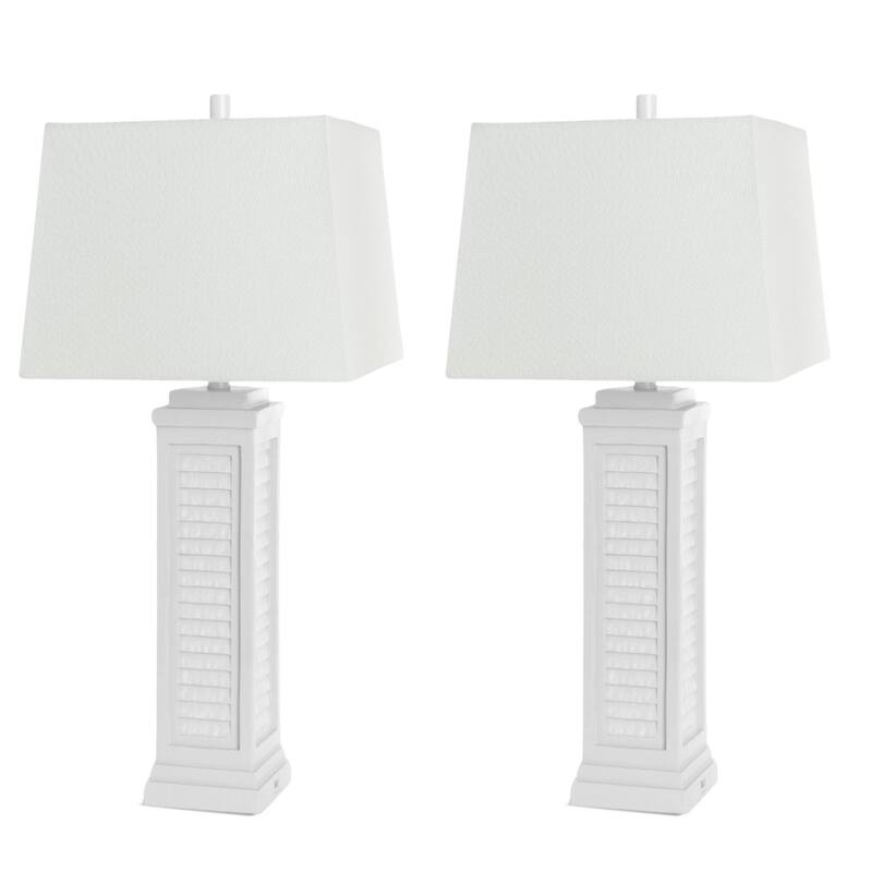 HomeRoots Set of Two 32" White Table Lamp Coastal With White Shade - 5.5' X '32' X '5.5