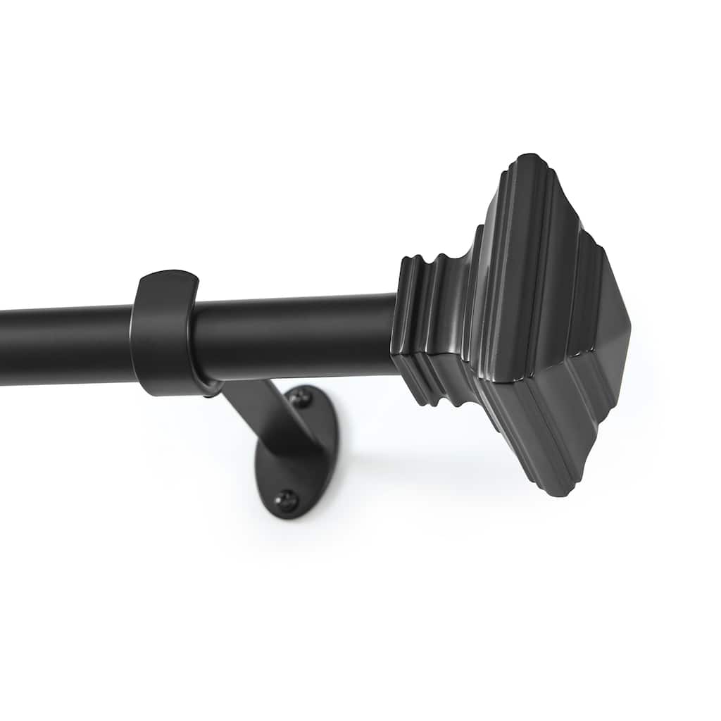 Threadmade Florence Single Curtain Rod with Stacked Square Finial