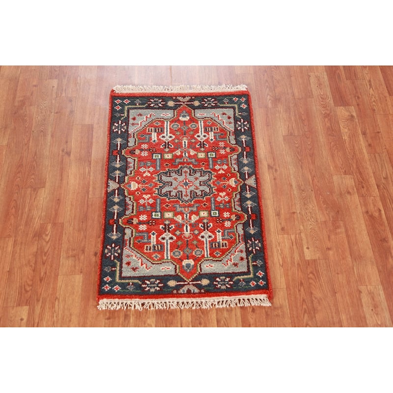 Orange Kazak Indian Accent Foyer Rug Handmade Wool Carpet - 2'0" x 3'0"