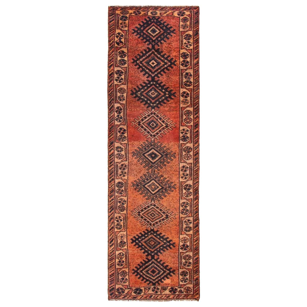 ECARPETGALLERY Hand-knotted Melis Vintage Dark Copper Wool Rug - 3'6 x 11'2
