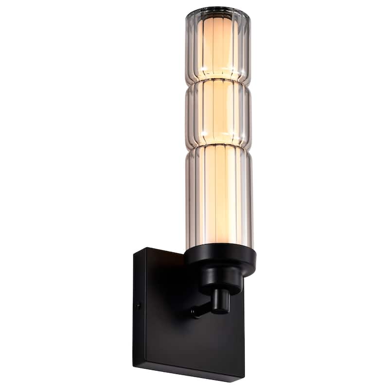 Evander LED Wall Sconce Matte Black Finish Smoked Glass - Matte Black