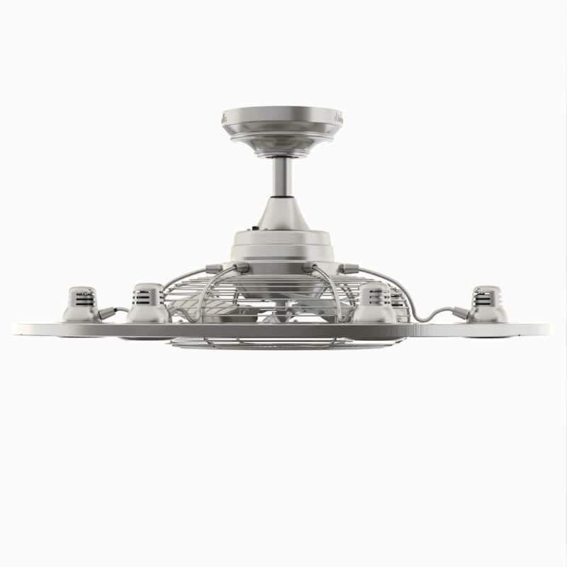 Fanimation Studio Collection Dex 12 inch Brushed Nickel Fandelier Ceiling Fan with LED Lights and Remote