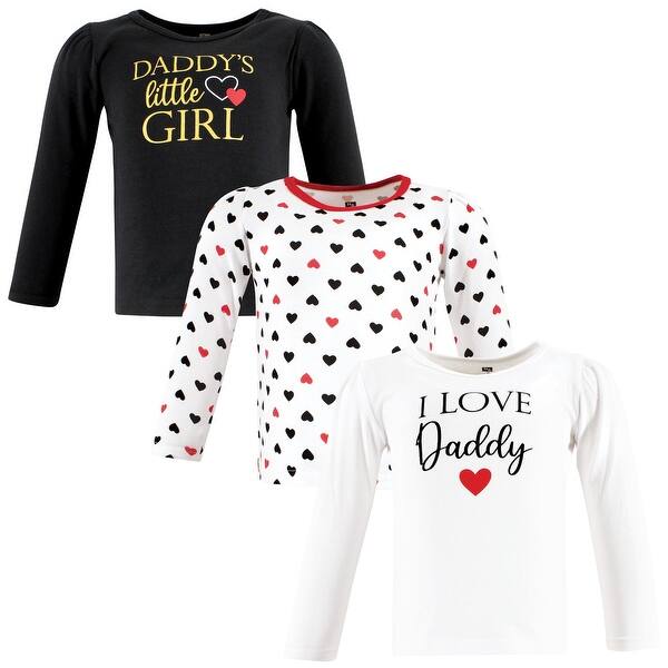 slide 1 of 1, Hudson Baby Toddler Girl Long Sleeve T-Shirts, Girl Daddy Red Black Girl Daddy Red Black - 2T