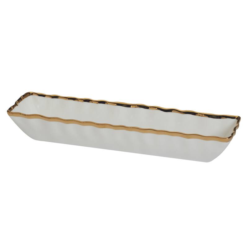 Certified International Regency Gold Cracker/Snack Tray, 13" X 3.5" - 13" x 3.5" x 2.25"