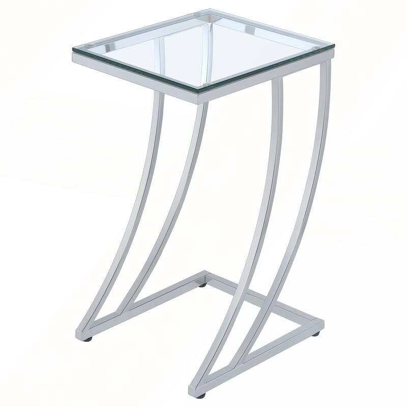 Draper Chrome Rectangular Glass Top Sofa Side Table