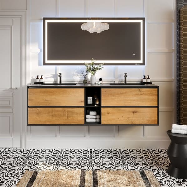 Vienna 36 in. W x 21 in. D x 22 in. H Bathroom Vanity in White Oak with White Acrylic Top with White Sink