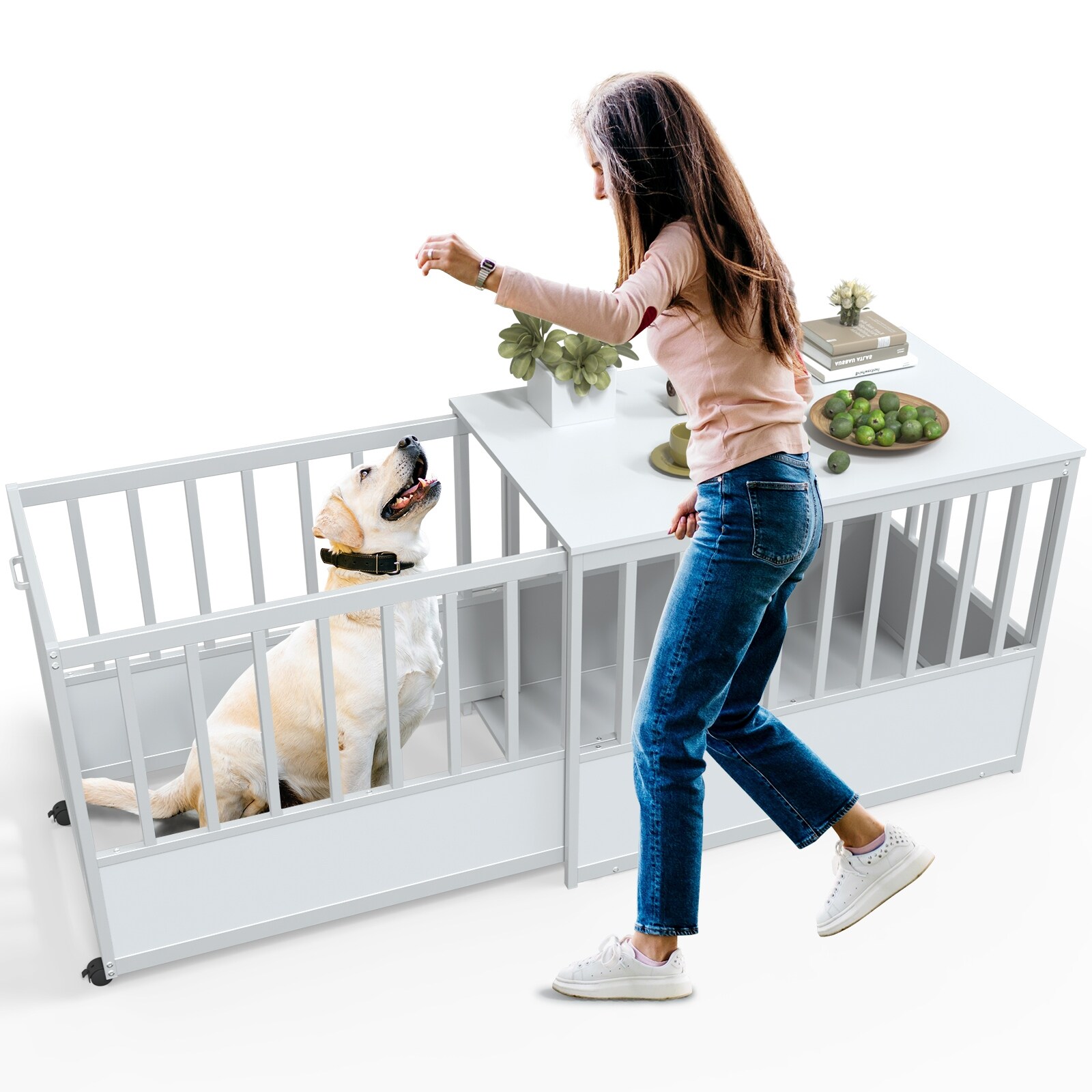 Furhaven dog crate furniture end table top