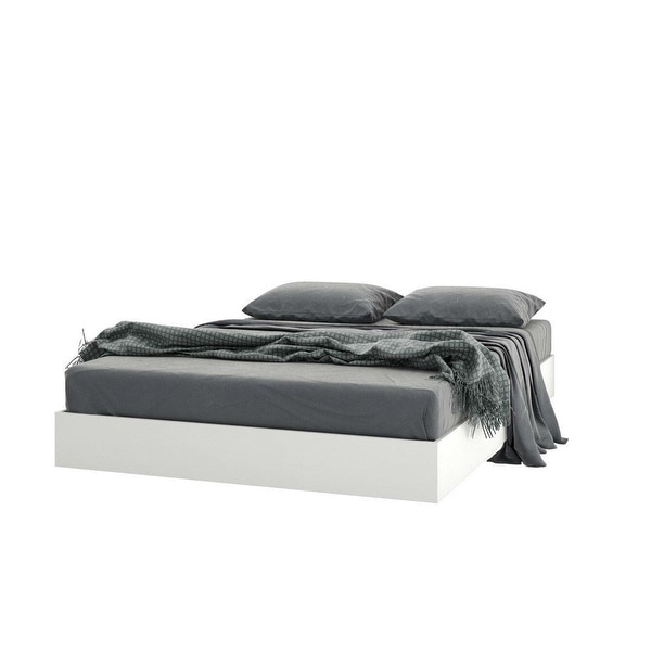Modern floating style white sales platform bed frame