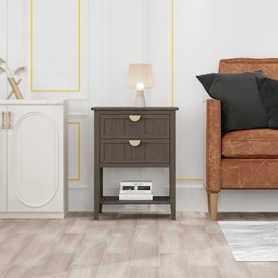 2 Drawer Nightstand Side table with Shelf