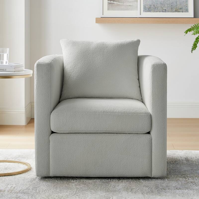 Performance Fabric Swivel Barrel Chair - Light Grey