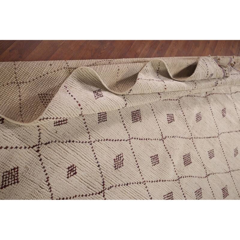 All-Over Trellis Moroccan Large Oriental Area Rug Handmade Wool Carpet - 9'7"x 14'8"