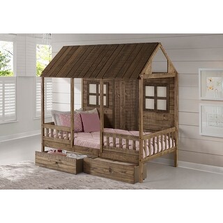 Twin Front Porch Low Loft with Storage Drawers or Twin Trundle