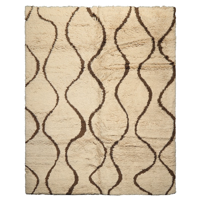 8x10'1'' Tibetano Hand Knotted Wool Ivory Boho Modern & Contemporary Rug - 8' x 10' 1''