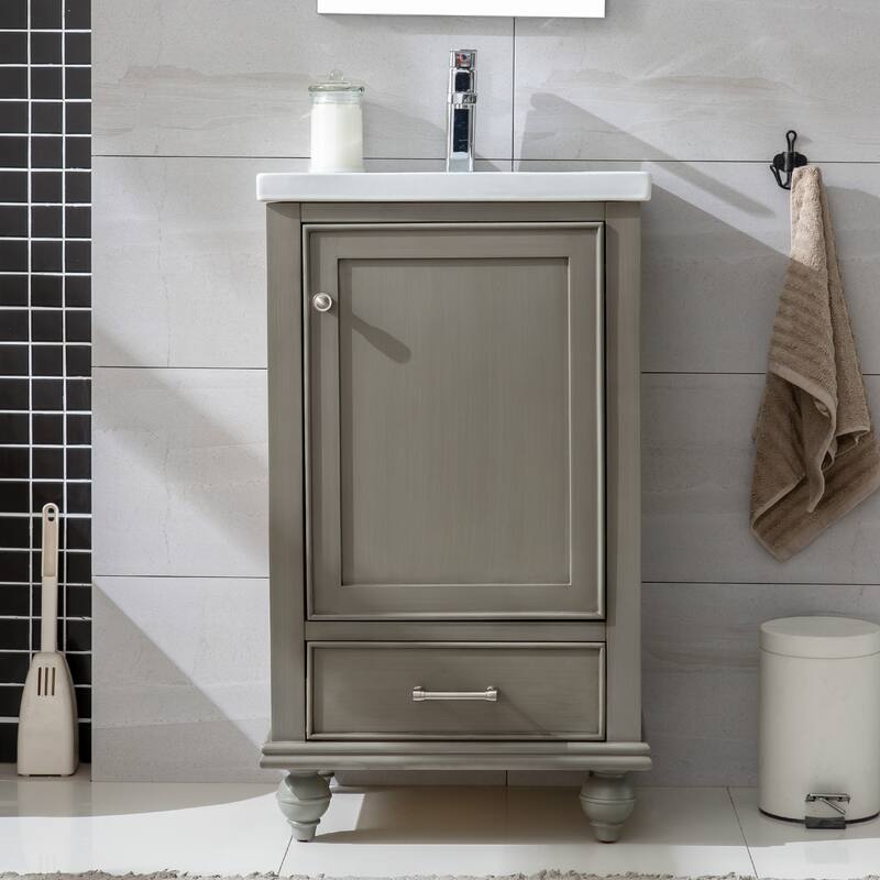Sudio Design Bathroom Vanity Melissa Collection - 20" Single Sink - Silver Gray with Ceramic Top