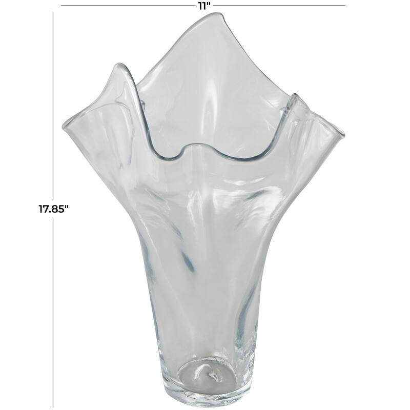 Clear Glass Tulip Inspired Floral Vase with Wavy Opening