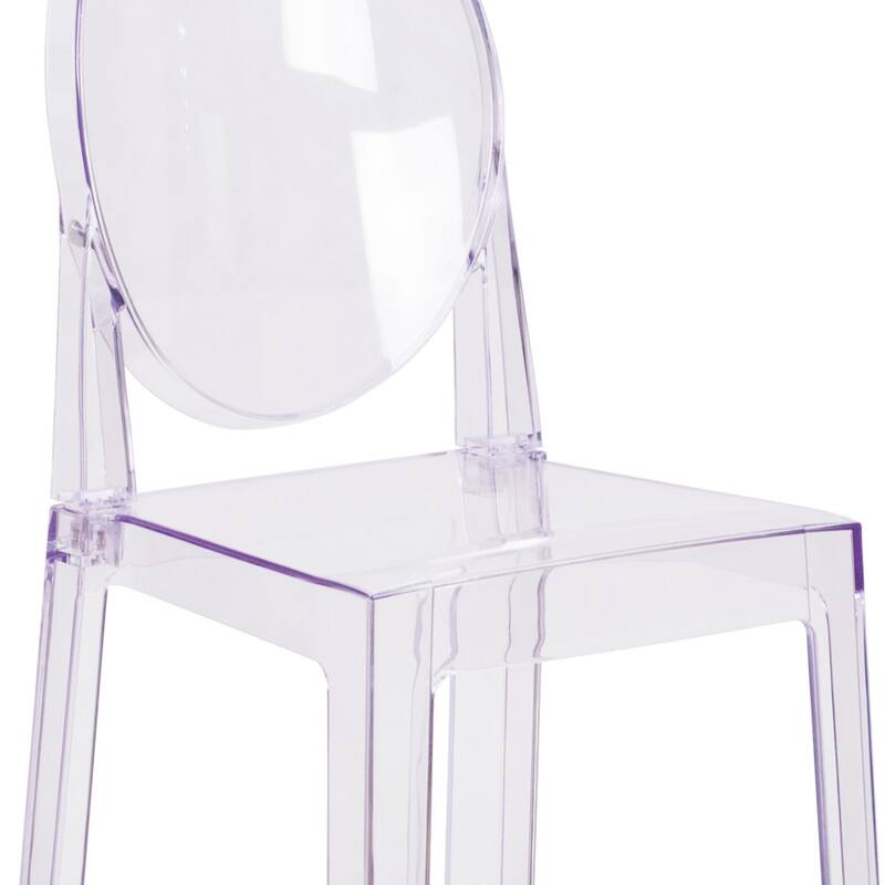 4 PK Counter Stool with Oval Back in Transparent Crystal - Wedding Chairs