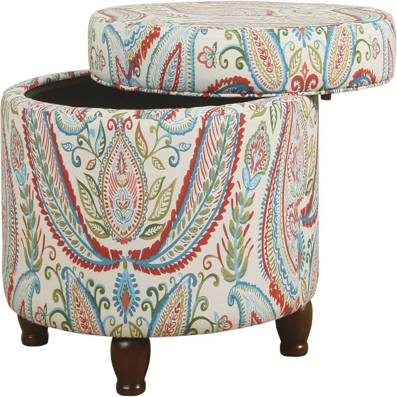 Upholstered Round Storage Ottoman Large