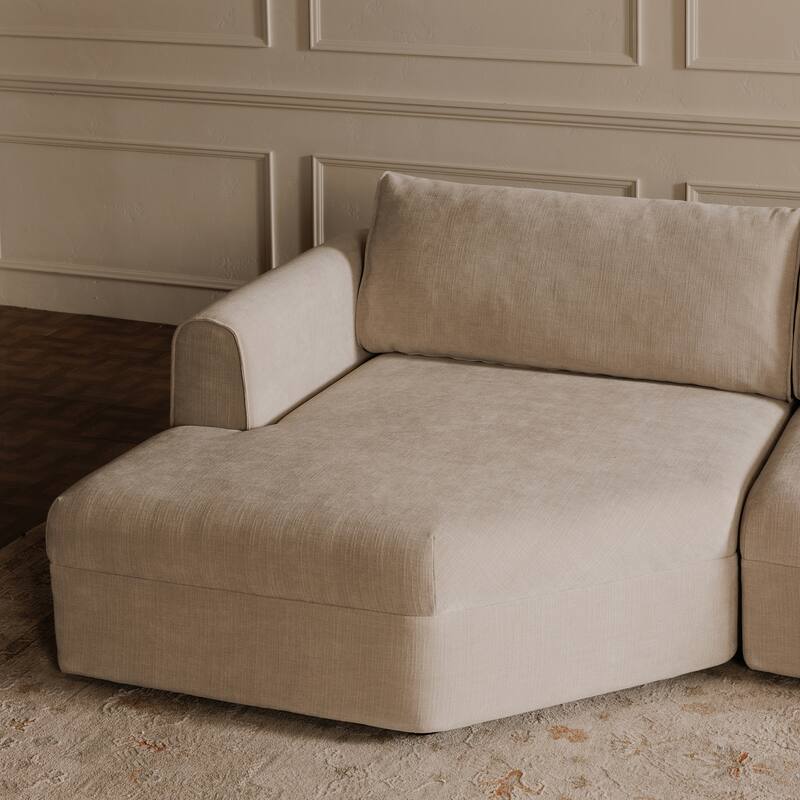 NADAAL STUDIOS Talorin Left-Facing Sectional Sofa, Wide Chaise Seating, Seats 4, Heritage Pink Chenille Fabric
