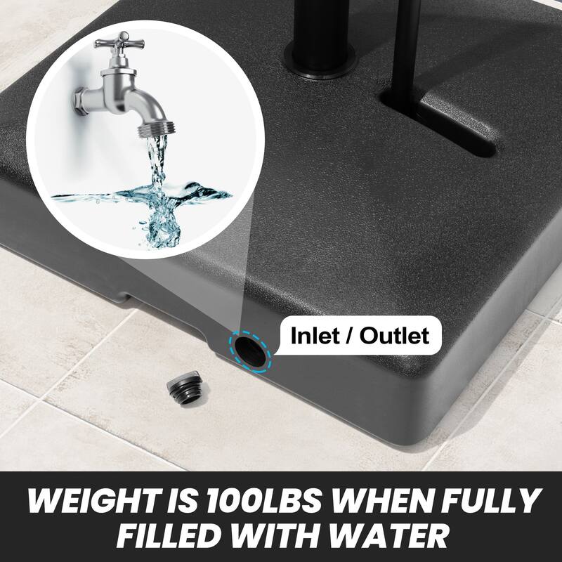 Outdoor Patio Umbrella Stand Holder Base with Wheels and Handle for Market Table Umbrella
