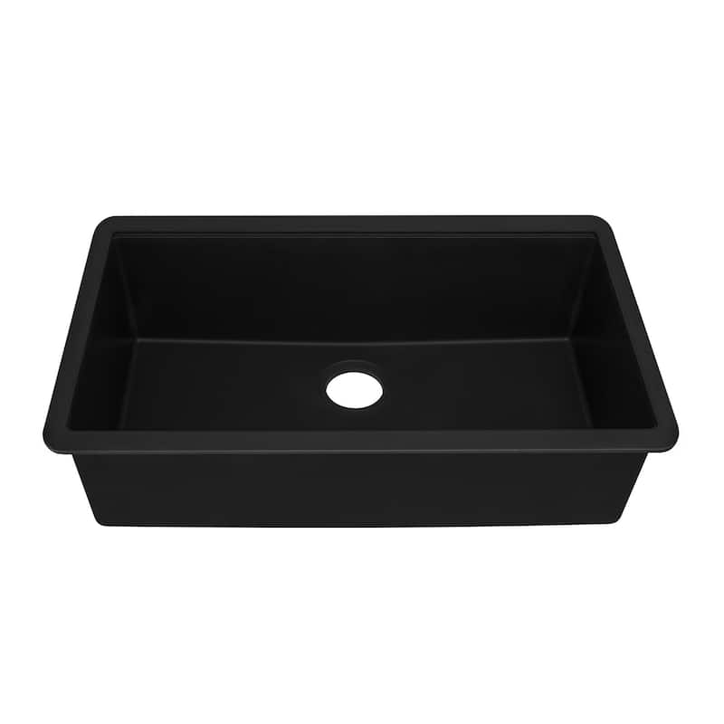 Ruvati 32-inch Undermount Workstation Granite Composite Quartz Kitchen Sink Matte Black - RVG2303BK