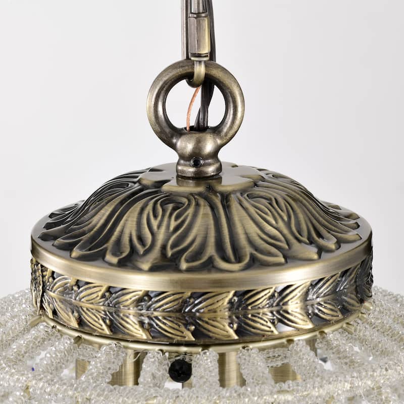 Gaskara 3-light 11-inch Crystal Antique Gold Globe Pendant