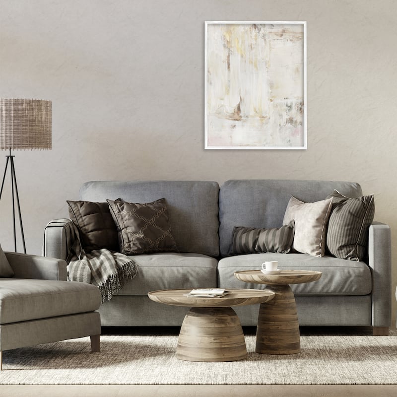 Stupell Natural Muted Abstract Framed Giclee Art Design By Victoria Barnes