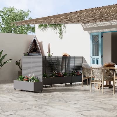 Metal Movable Planter Box with Trellis Privacy Screen Planter Box with Lockable Wheels - 47"x47"