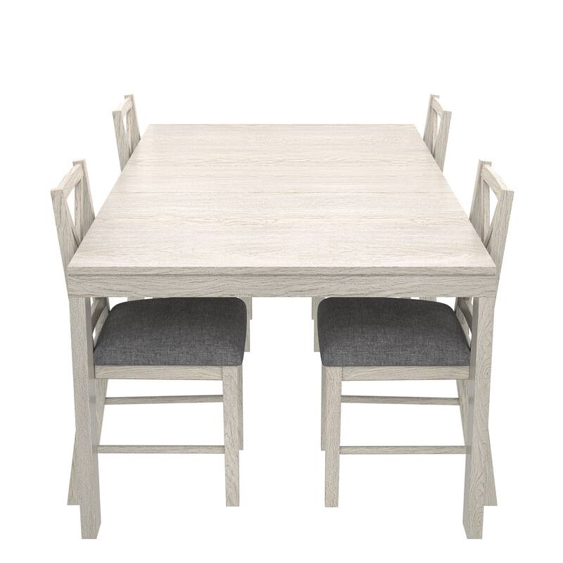66"-82" Extendable Dining Table Set for 6,Wood Dining Room Table Set,Mid Century Rectangular Kitchen Table with Chairs