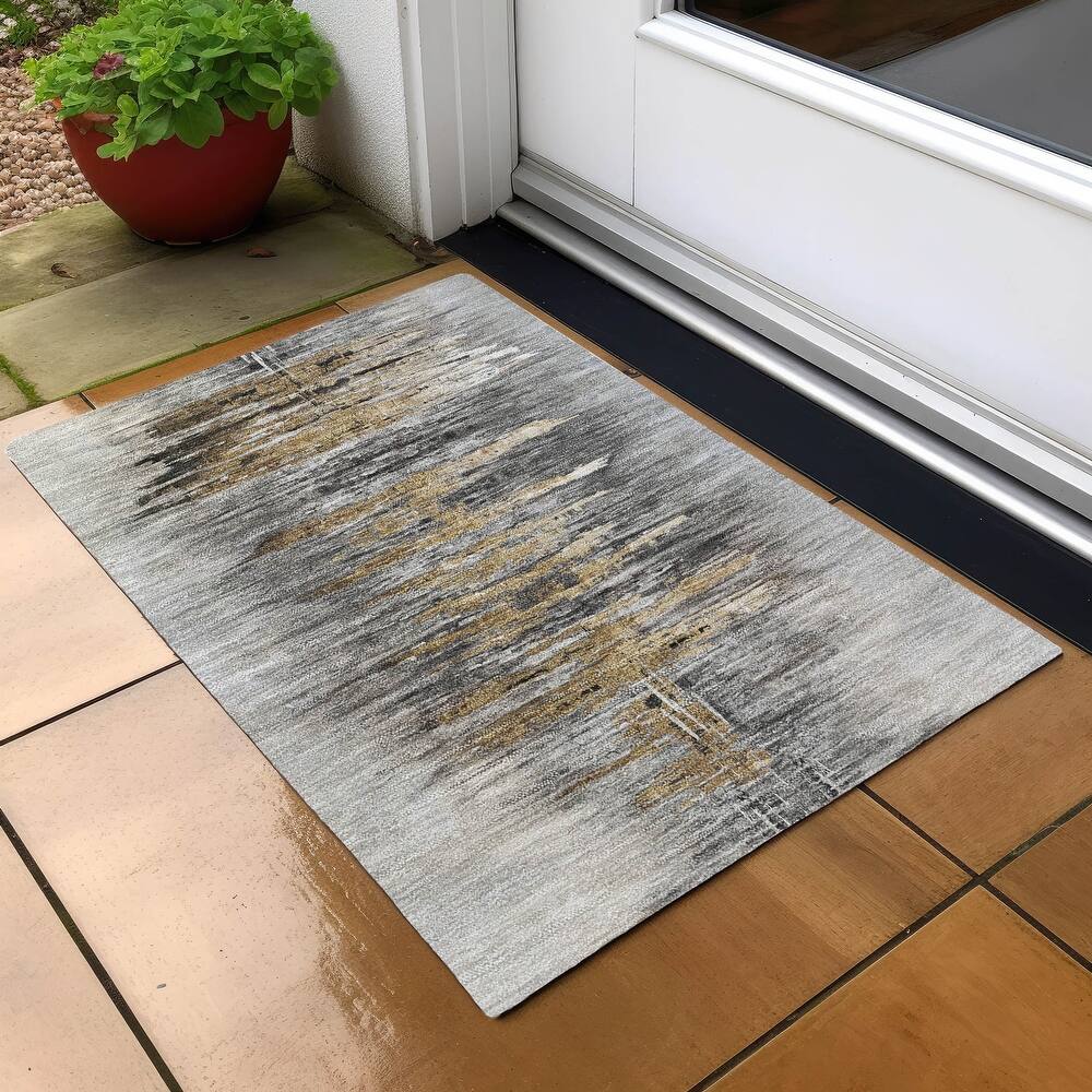 Machine Washable Indoor/ Outdoor Chantille Abstract Ombre Rug