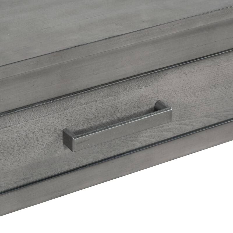 Rectangular Console Table Entrance Table with 3 Storage Drawers and Open Storage Shelf, Hallway Tables with Pine Leg