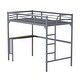 preview thumbnail 6 of 8, Twin Metal Loft Bed with Desk, Ladder and Guardrails, Grey