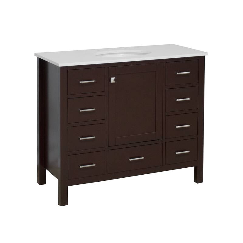 KitchenBathCollection Horizon 42" Bathroom Vanity with Engineered White Top