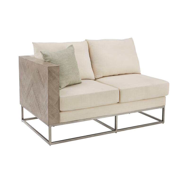 Lecce Upholstered Square Arm Sofa with Pillow by iNSPIRE Q Modern - Left-arm Loveseat + 1 Pillow