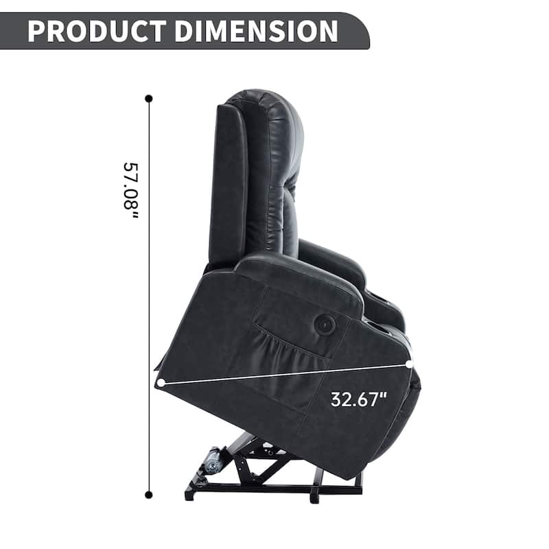 Dual OKIN Motor Power Lift Recliner Chair, Electronic Recliner with Heat & Massage, Sofa Chair with Side Pocket & Cup Holder