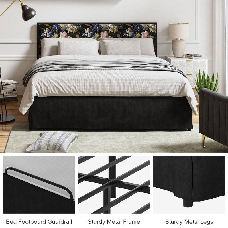 Oliver Modern Washable Slipcover Bed Upholstered Metal by HULALA HOME