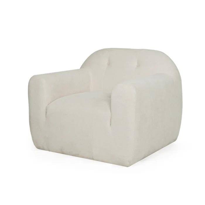 Roomfitters Oversized Modern Lounge Chair with Rounded Arms and Tufted Backrest for Living Room or Office, Cream