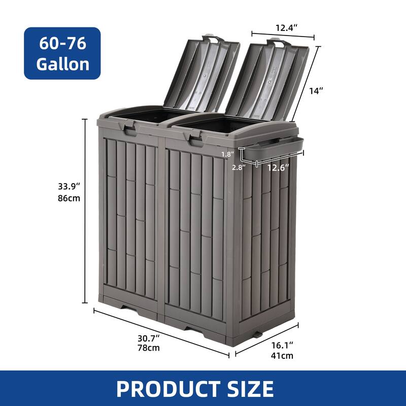 Moasis 31/76 Gallon Resin Outdoor Patio Trash Can